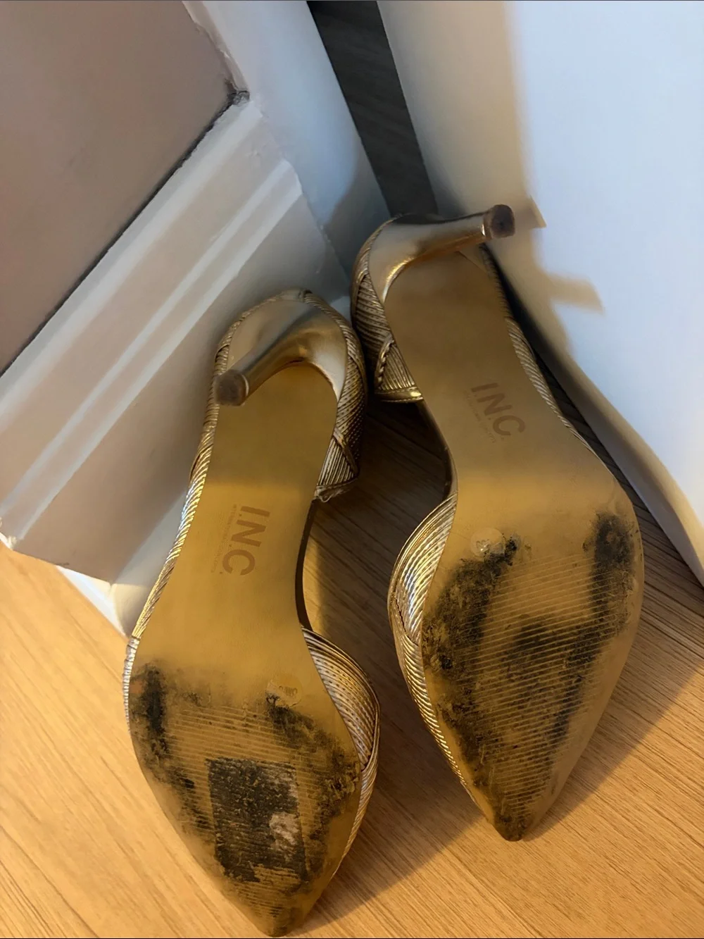 INC International Concepts Metallic Gold Pointed Toe Pumps
